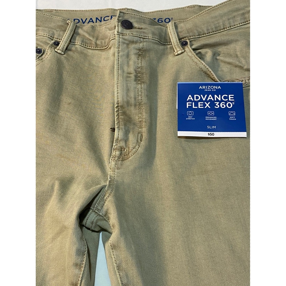 Arizona Jean Co Advance Flex 360 Men's Tan Slim Fit Jeans 38x34 Casual Comfort - Picture 6 of 7